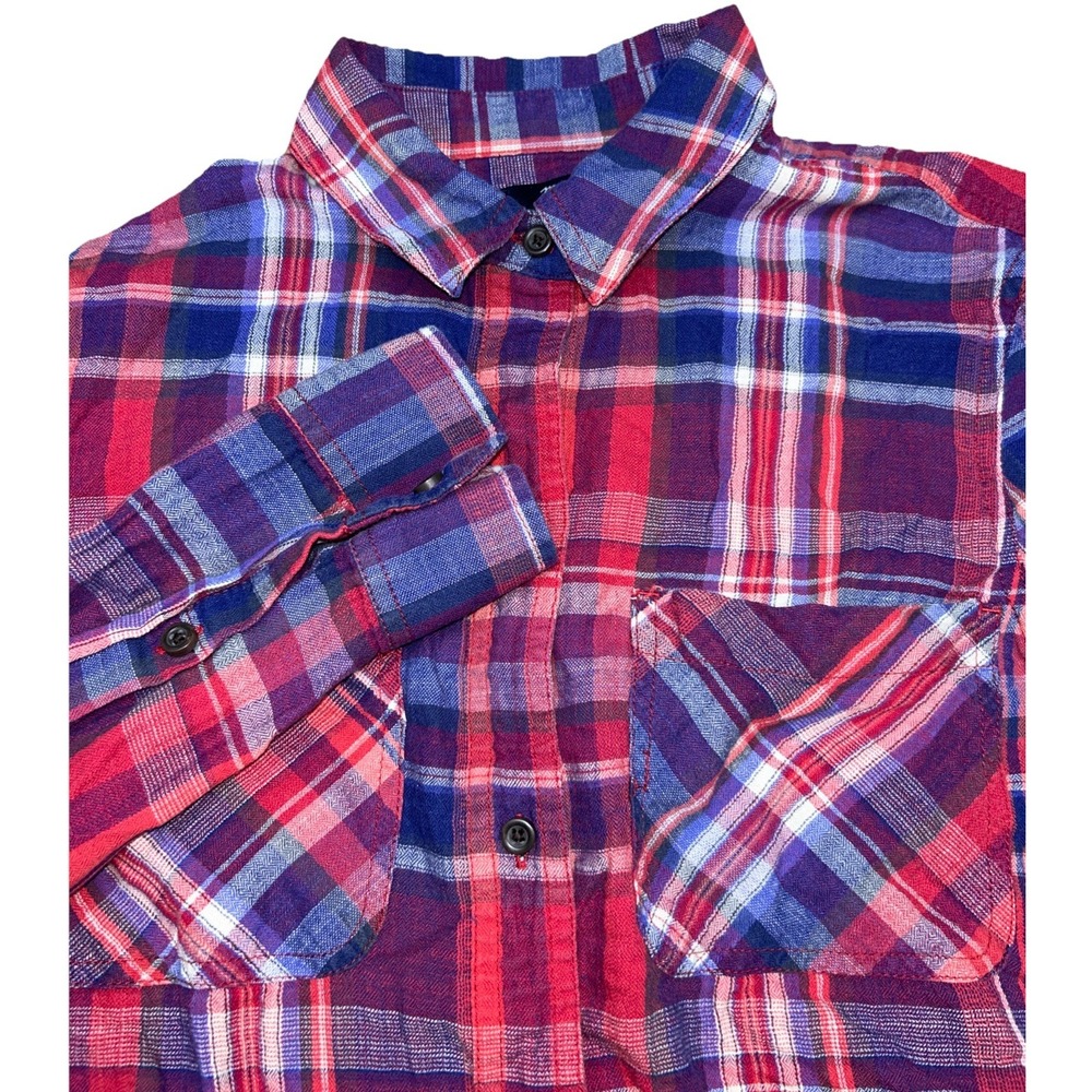 Madewell Kentwood Plain Button Up Flannel Short, Women's Small,‎ Ex Boyfriend